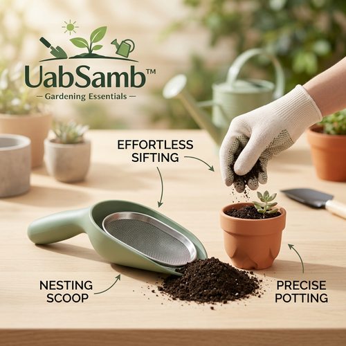 UabSamb™ 2-in-1 Soil Scoop and Sifter Set - Nesting Garden Sieve & Ergonomic Soil Shovel for Succulents, Bonsai, and Houseplants - Effortless Sifting & Precise Potting Hand Tool