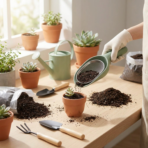 UabSamb™ 2-in-1 Soil Scoop and Sifter Set - Nesting Garden Sieve & Ergonomic Soil Shovel for Succulents, Bonsai, and Houseplants - Effortless Sifting & Precise Potting Hand Tool