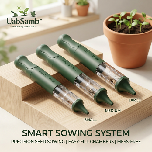 UabSamb™ 3-Pack Precision Seed Sower Tool Set - Manual Hand Seed Dispenser Planter for Garden Flower Vegetable Seeds, Smart Sowing System with Easy-Fill Chambers